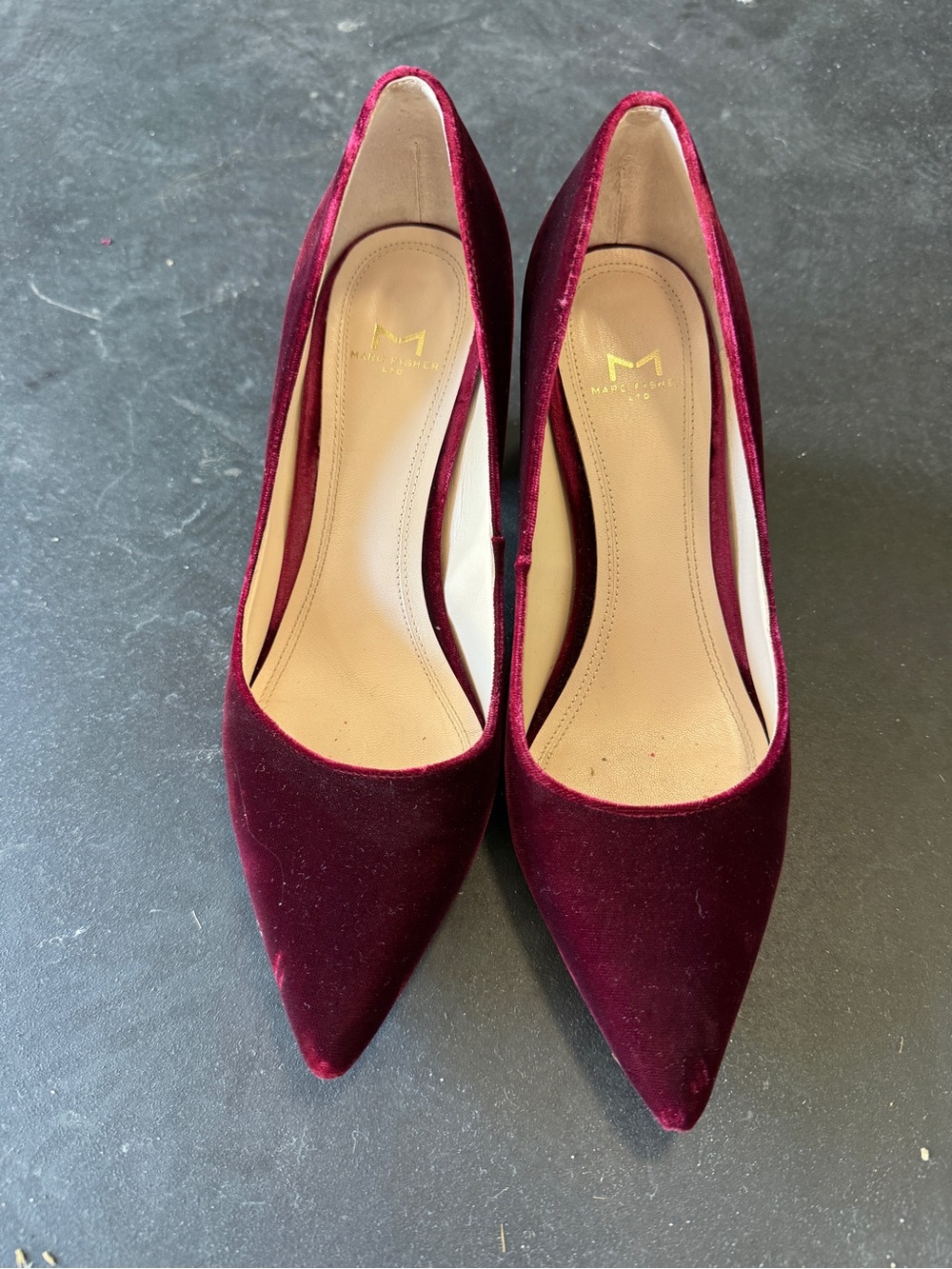 Marc Fisher Burgundy Velvet Pointed Pumps